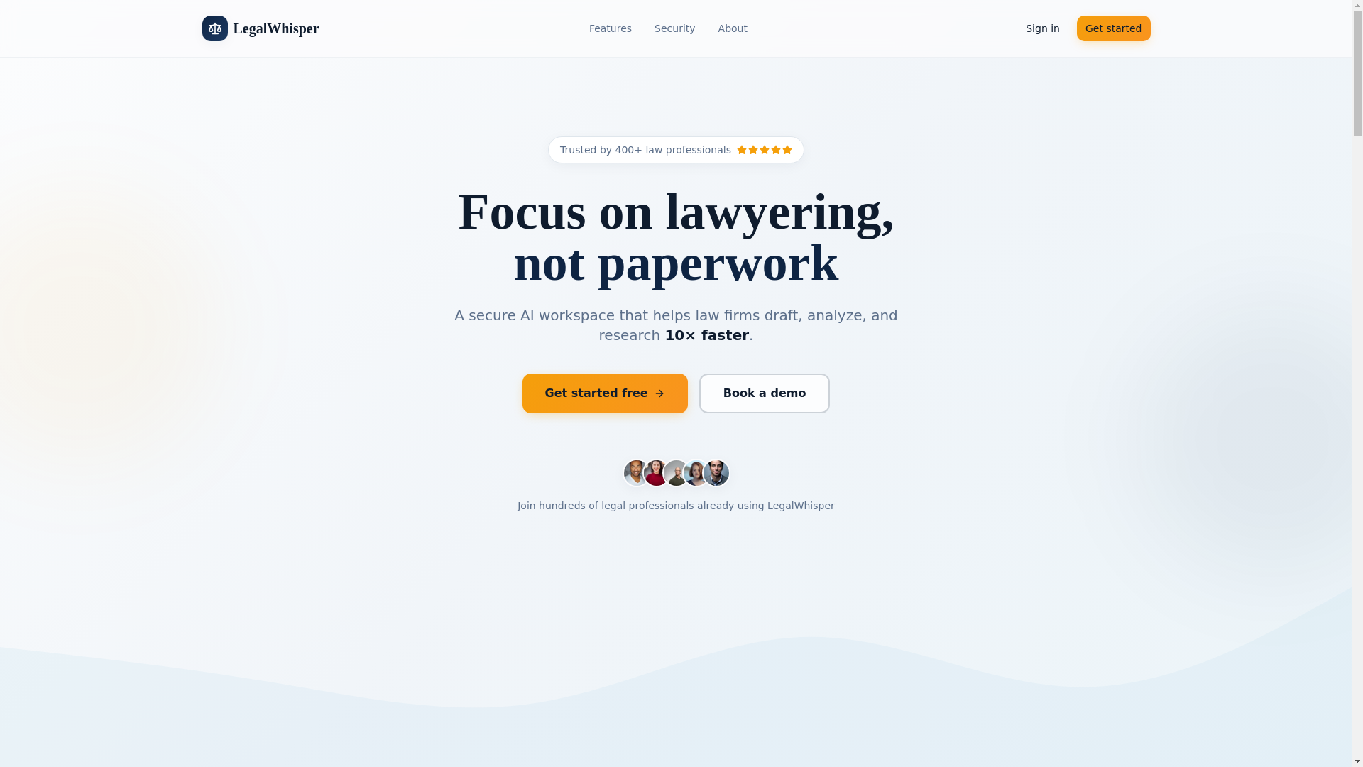website screenshot of https://legalwhisper.dev/