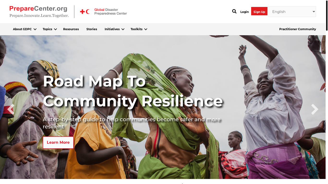 website screenshot of http://www.prepare.org/