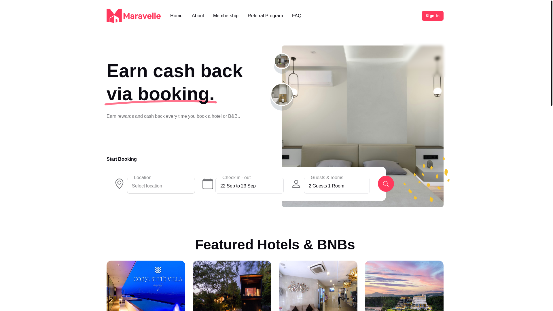 website screenshot of https://maravelle.org/