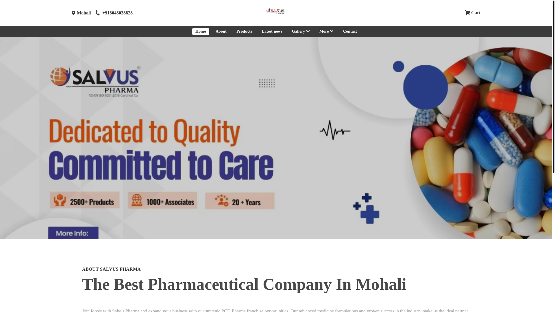 website screenshot of https://salvuspharmaa.co.in/