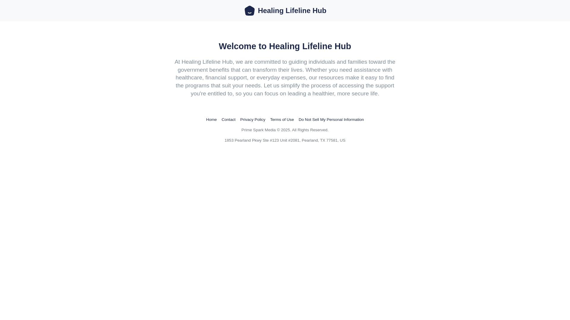 website screenshot of https://healinglifelinehub.com/