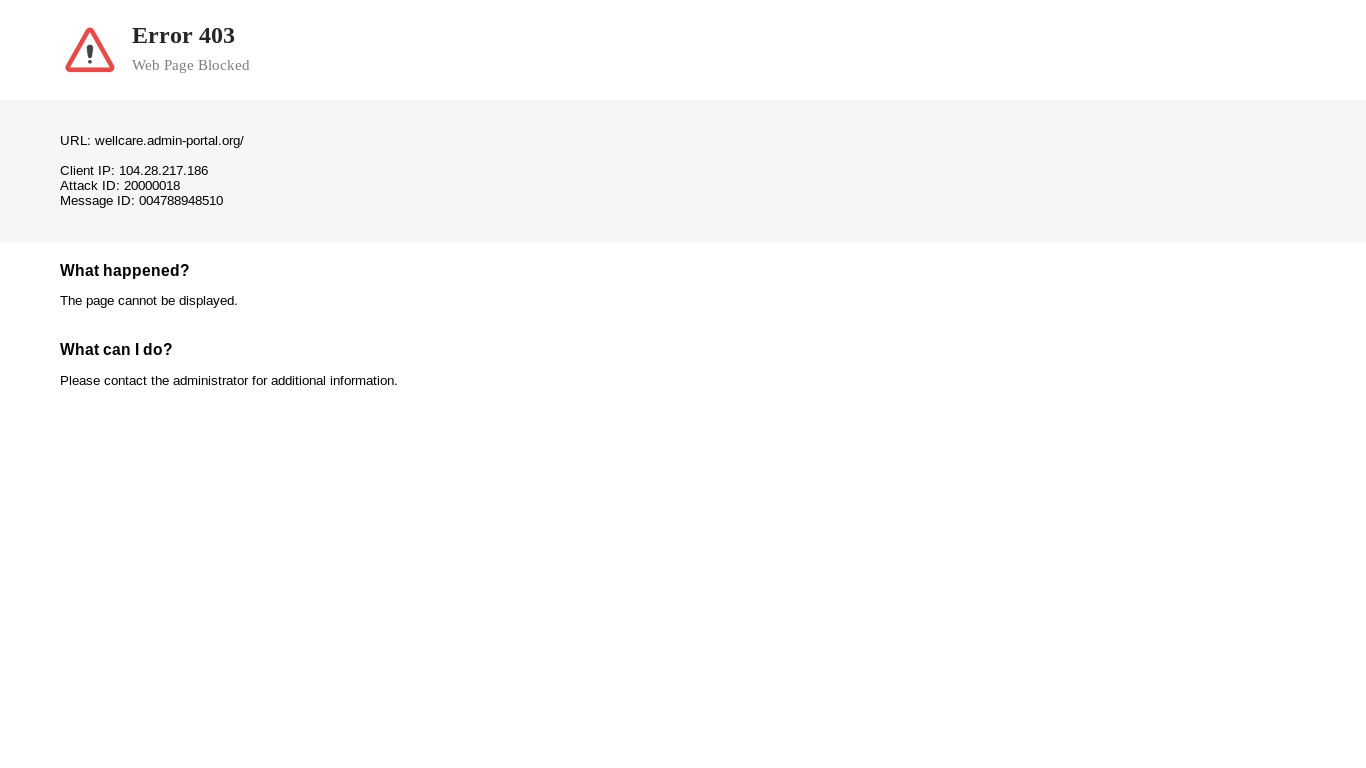 website screenshot of https://wellcare.admin-portal.org/