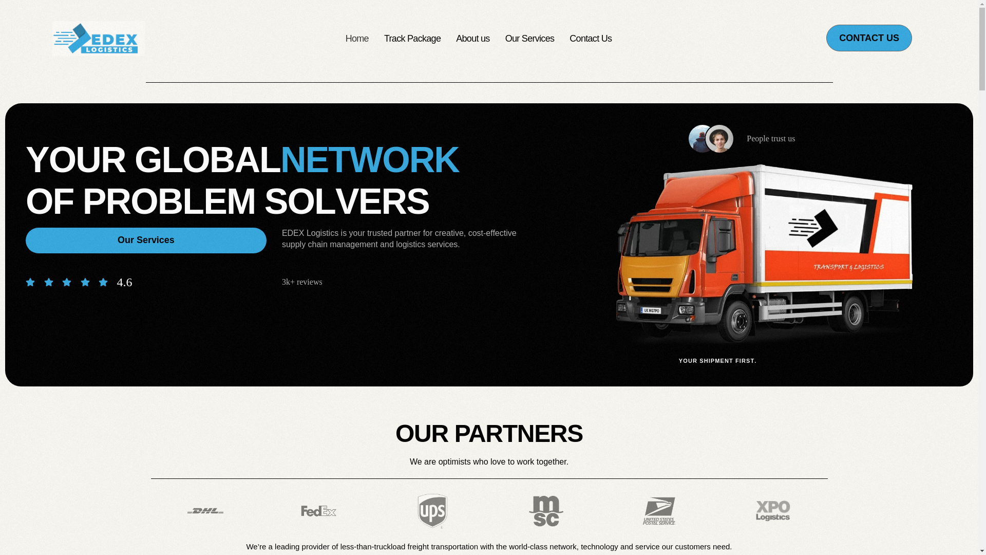 website screenshot of https://edex-logistics.com/