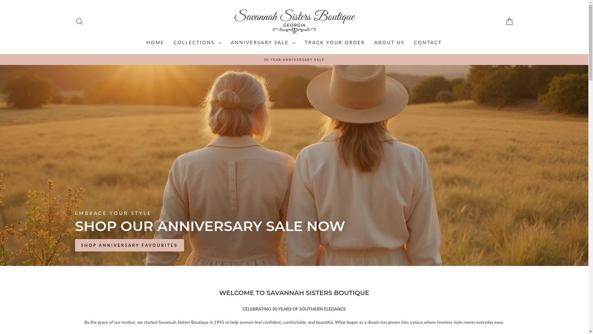 website screenshot of https://savannah-sisters-boutique.com/