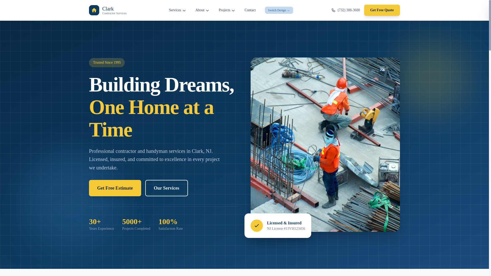 website screenshot of https://clark-contractor.pages.dev/