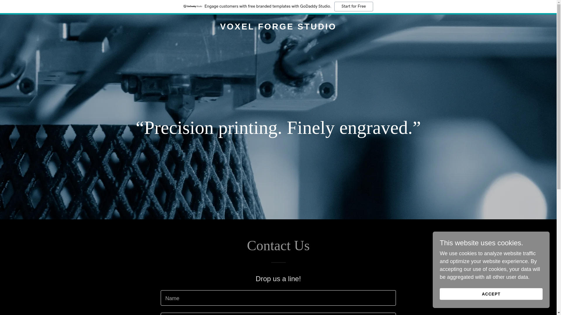 website screenshot of https://voxelforgestudio.ca/