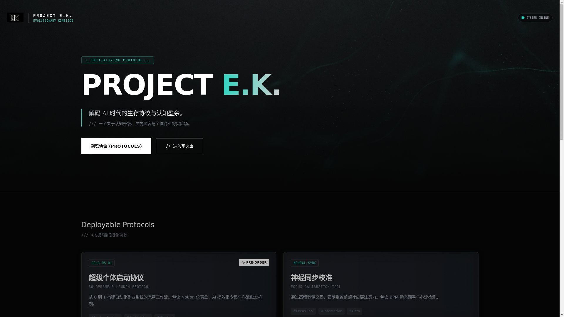 website screenshot of https://projectek.pages.dev/