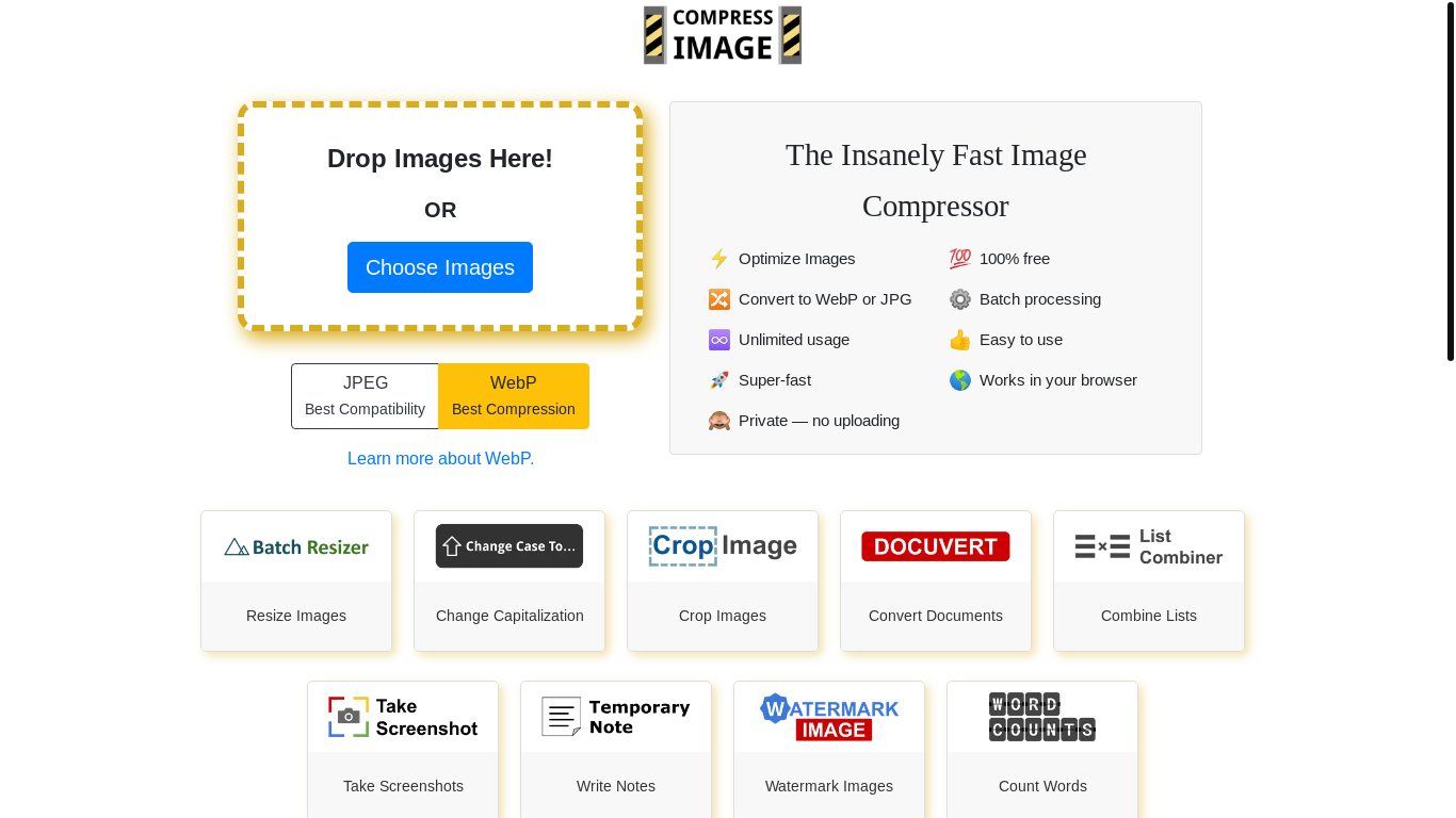 website screenshot of https://bulkcompress.com/
