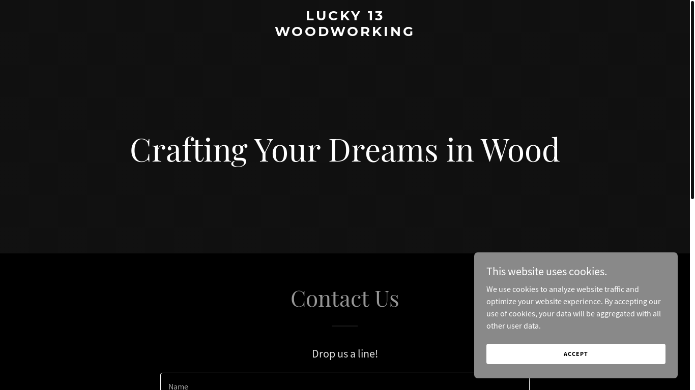 website screenshot of https://lucky13woodworking.com/