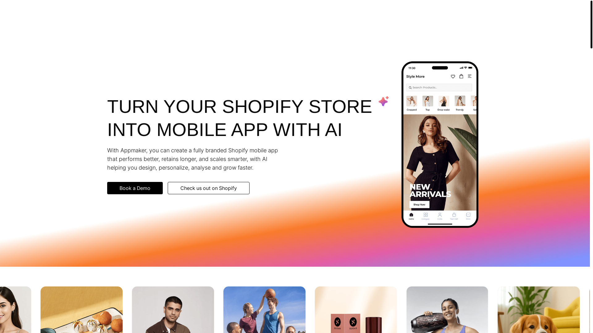 website screenshot of https://appmakermobilehub.com/