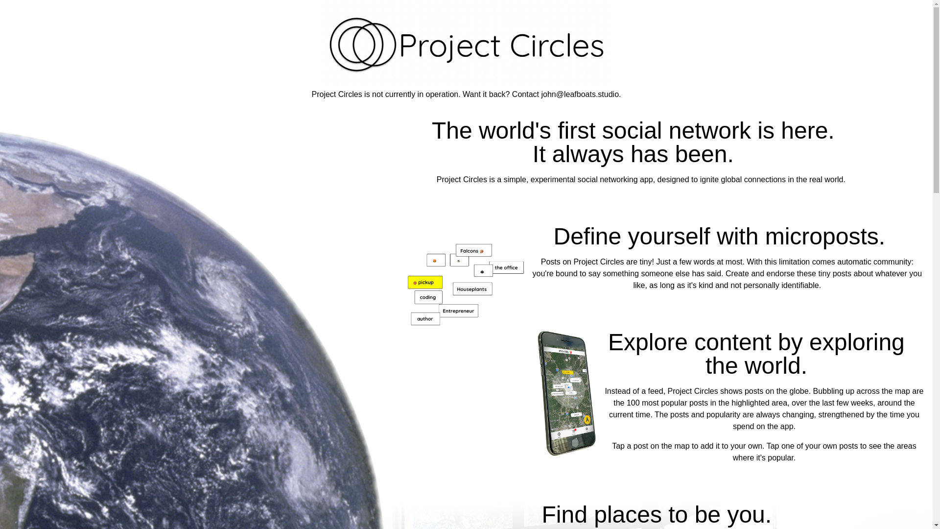 website screenshot of https://projectcircles.net/