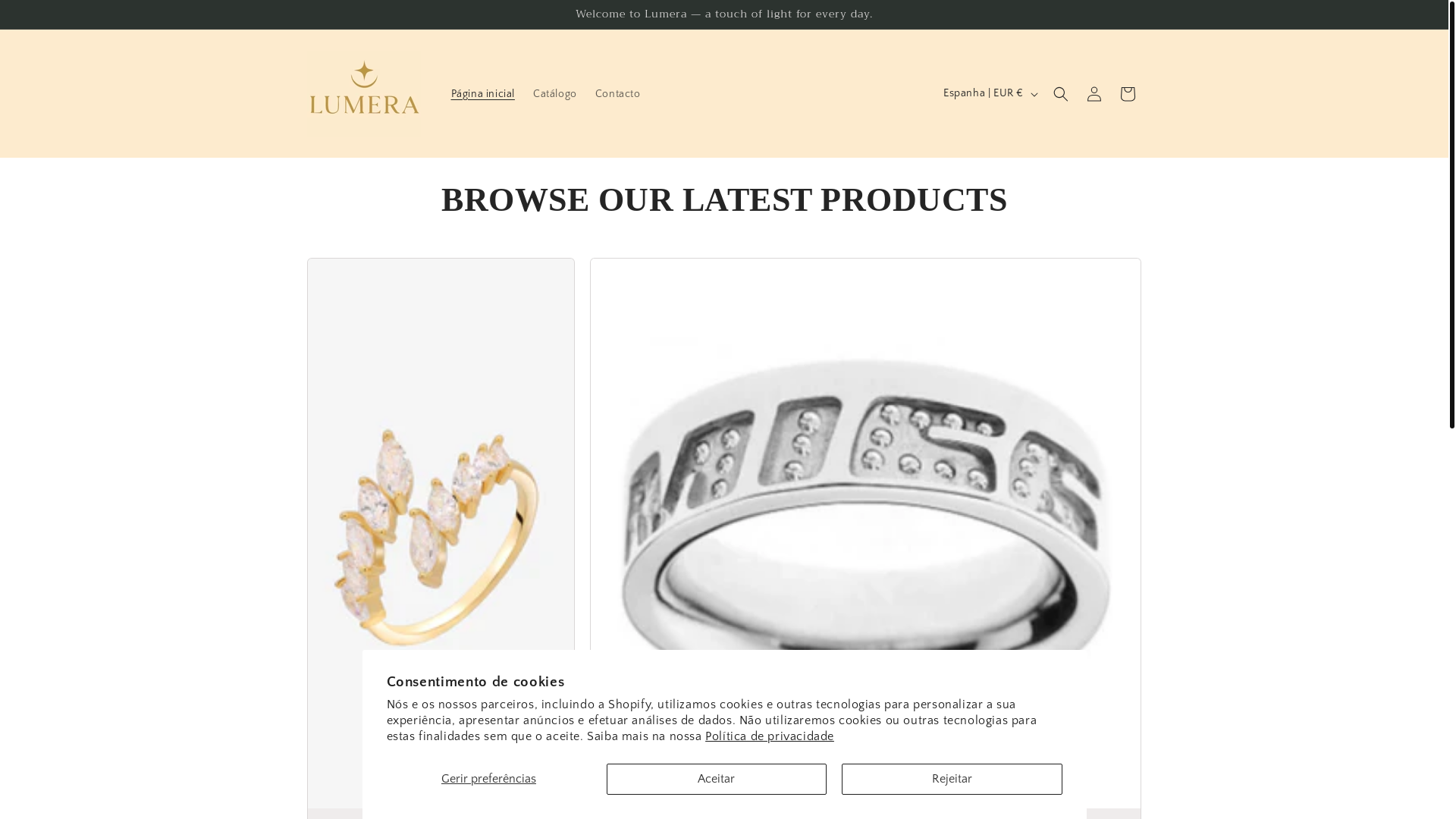 website screenshot of https://bylumera.store/