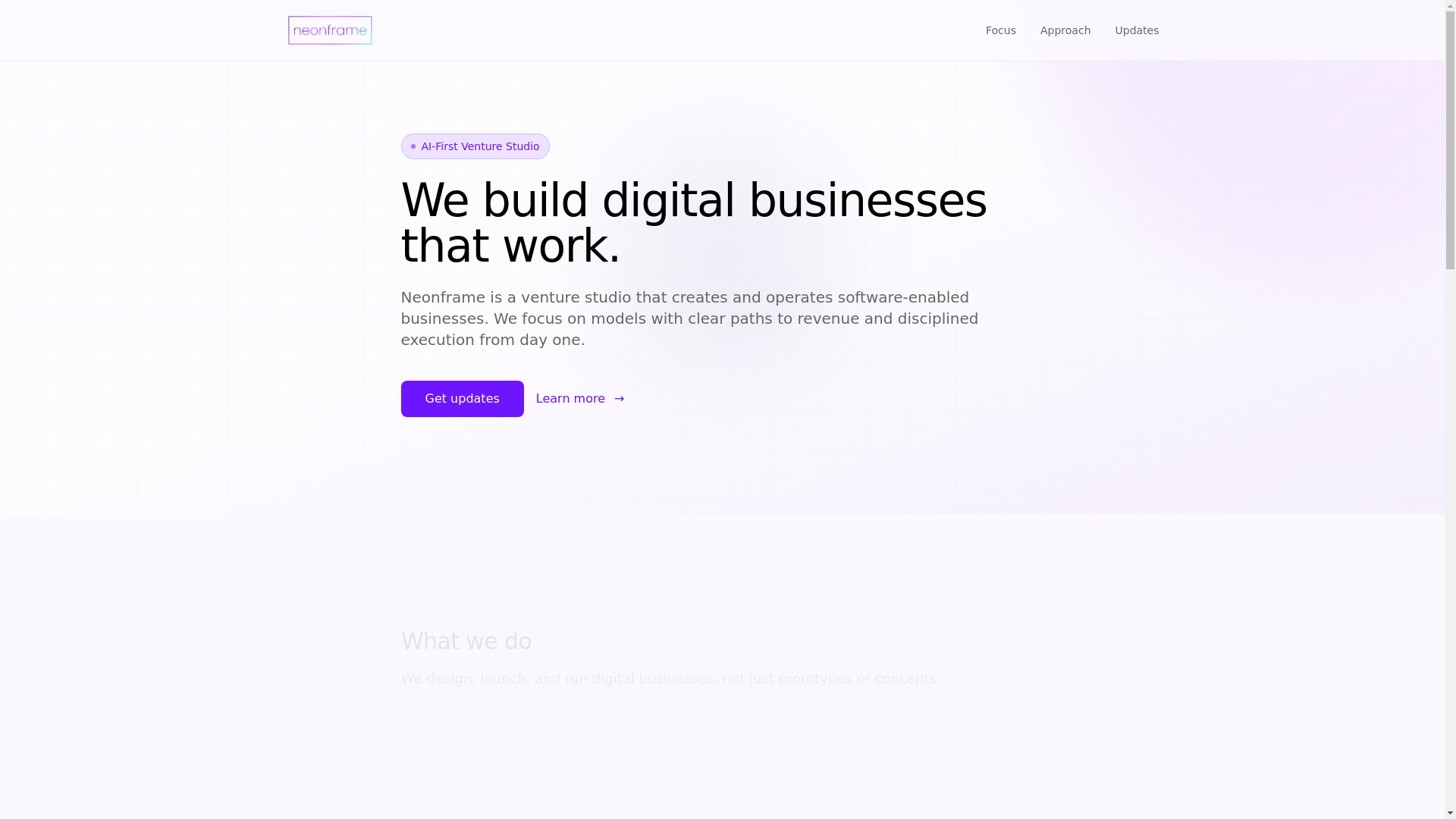 website screenshot of https://neonframe.io/