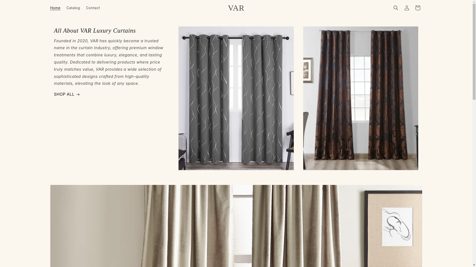 website screenshot of https://varluxurycurtains.shop/
