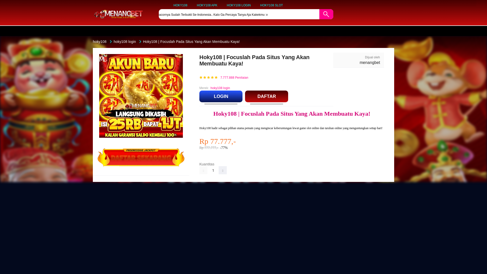 website screenshot of https://hoky108.com/