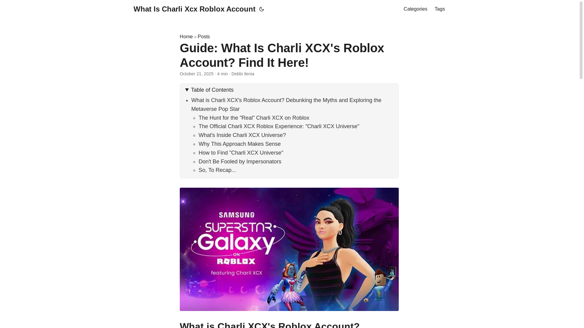 website screenshot of https://what-is-charli-xcx-roblox-account.pages.dev/
