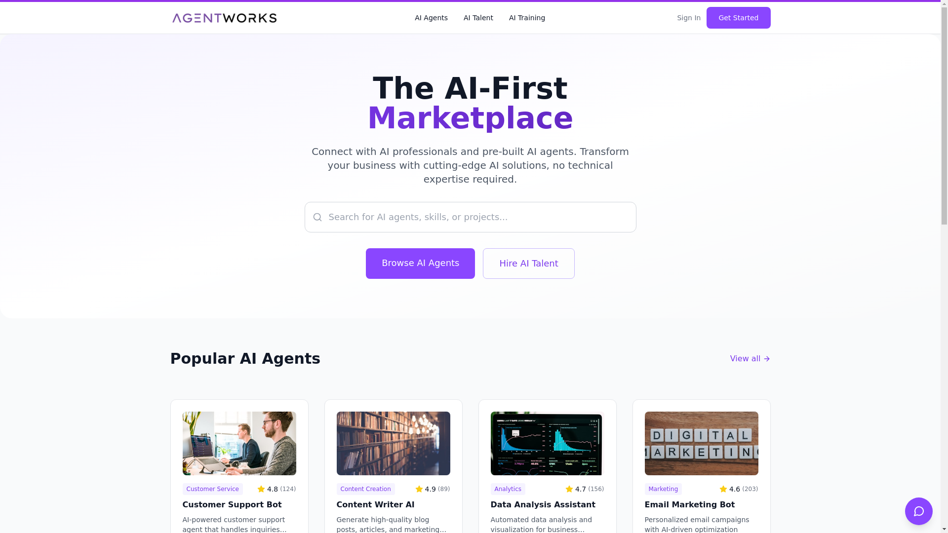 website screenshot of https://agent-works.ai/