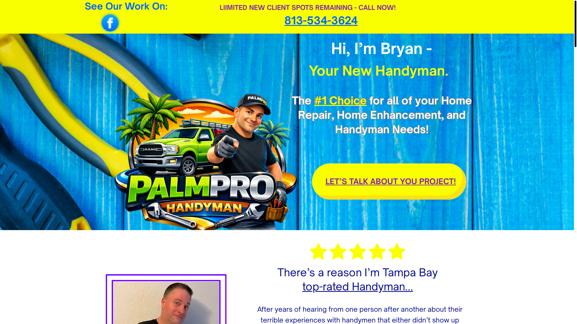 website screenshot of https://palmprohandyman.com/