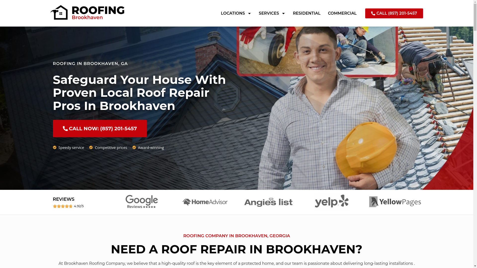website screenshot of https://roofingbrookhaven.com/