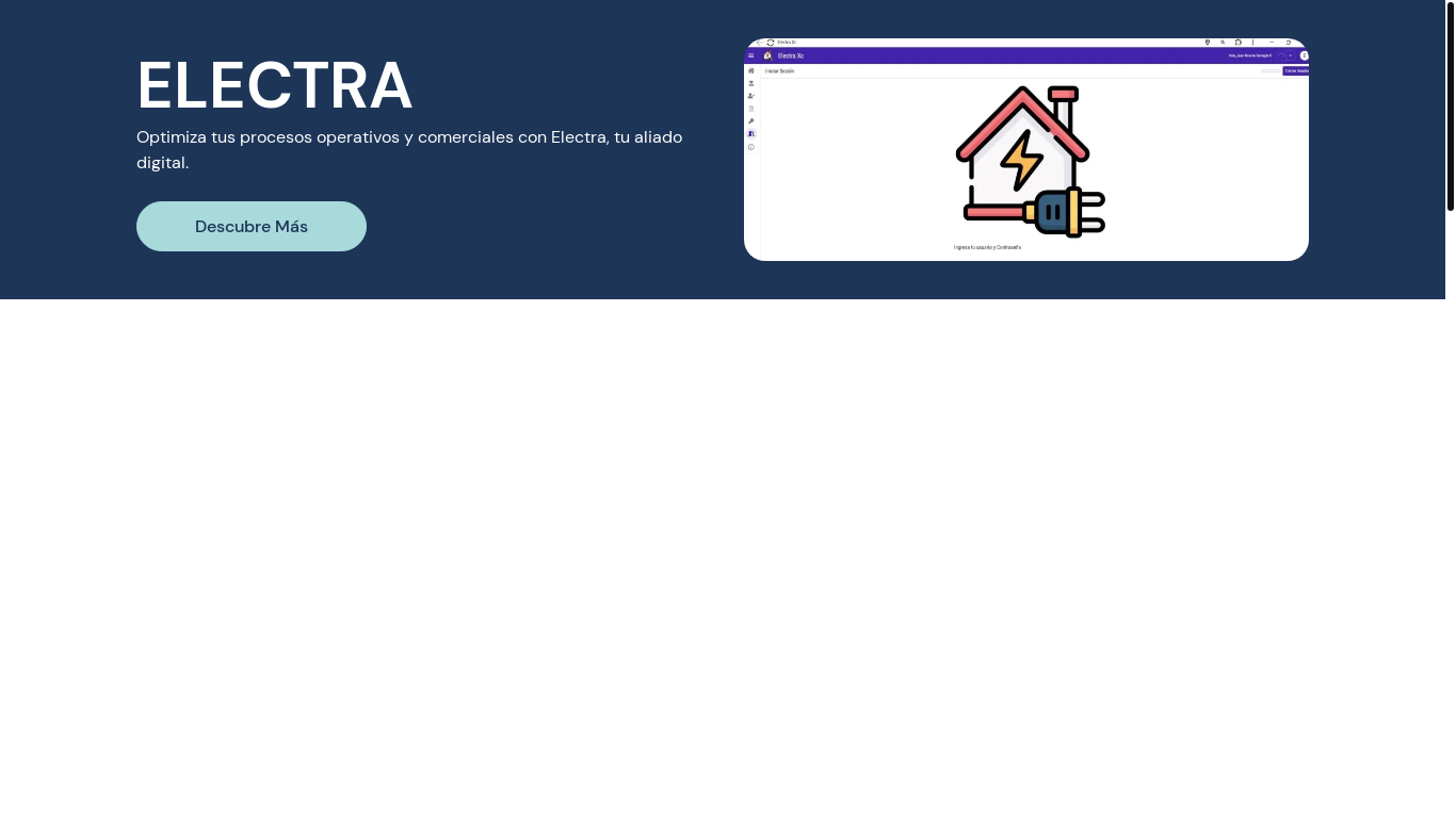 website screenshot of https://appelectra.com.co/