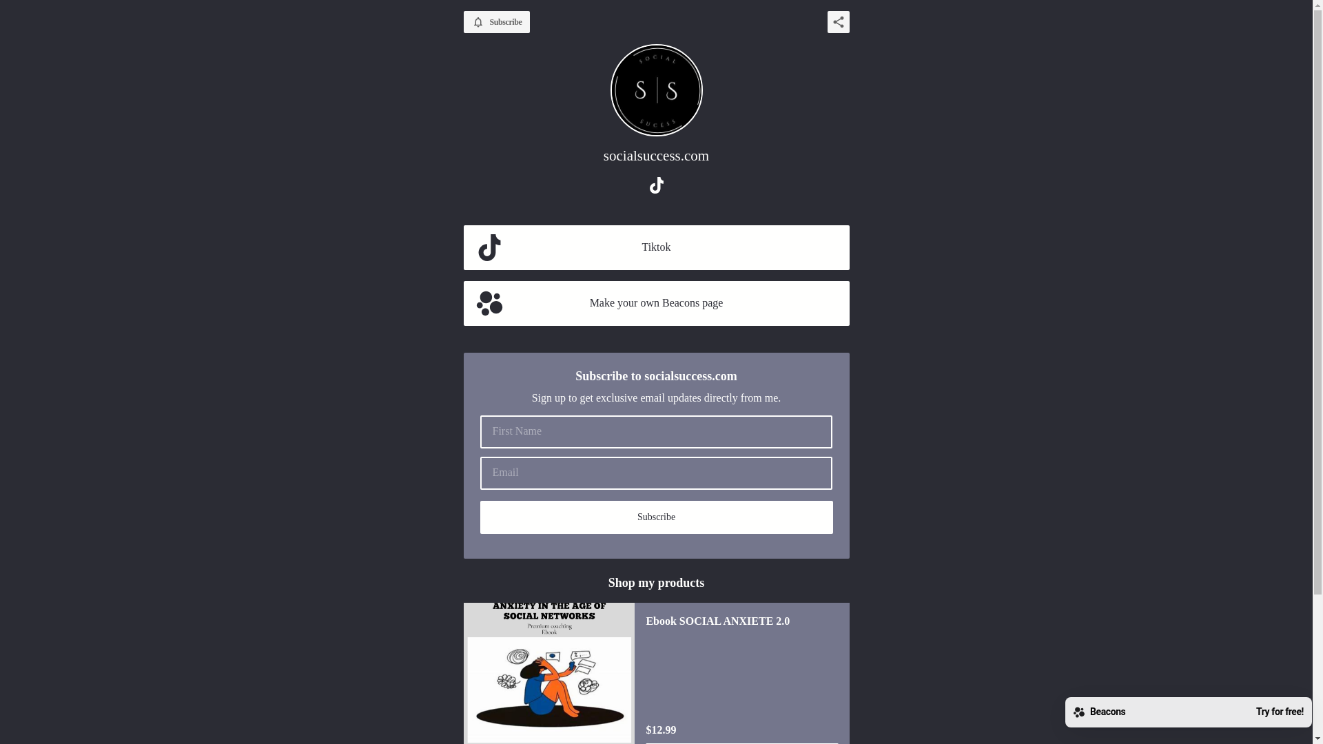 website screenshot of https://socialsuccess.live/