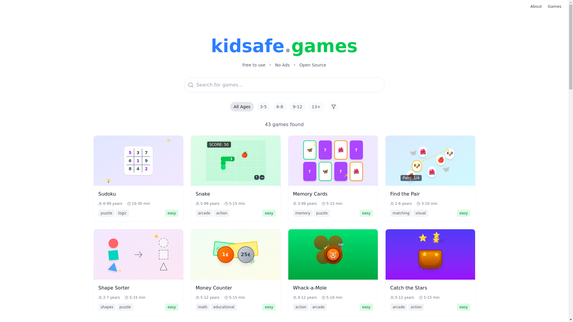 website screenshot of https://kidsafe-games.pages.dev/