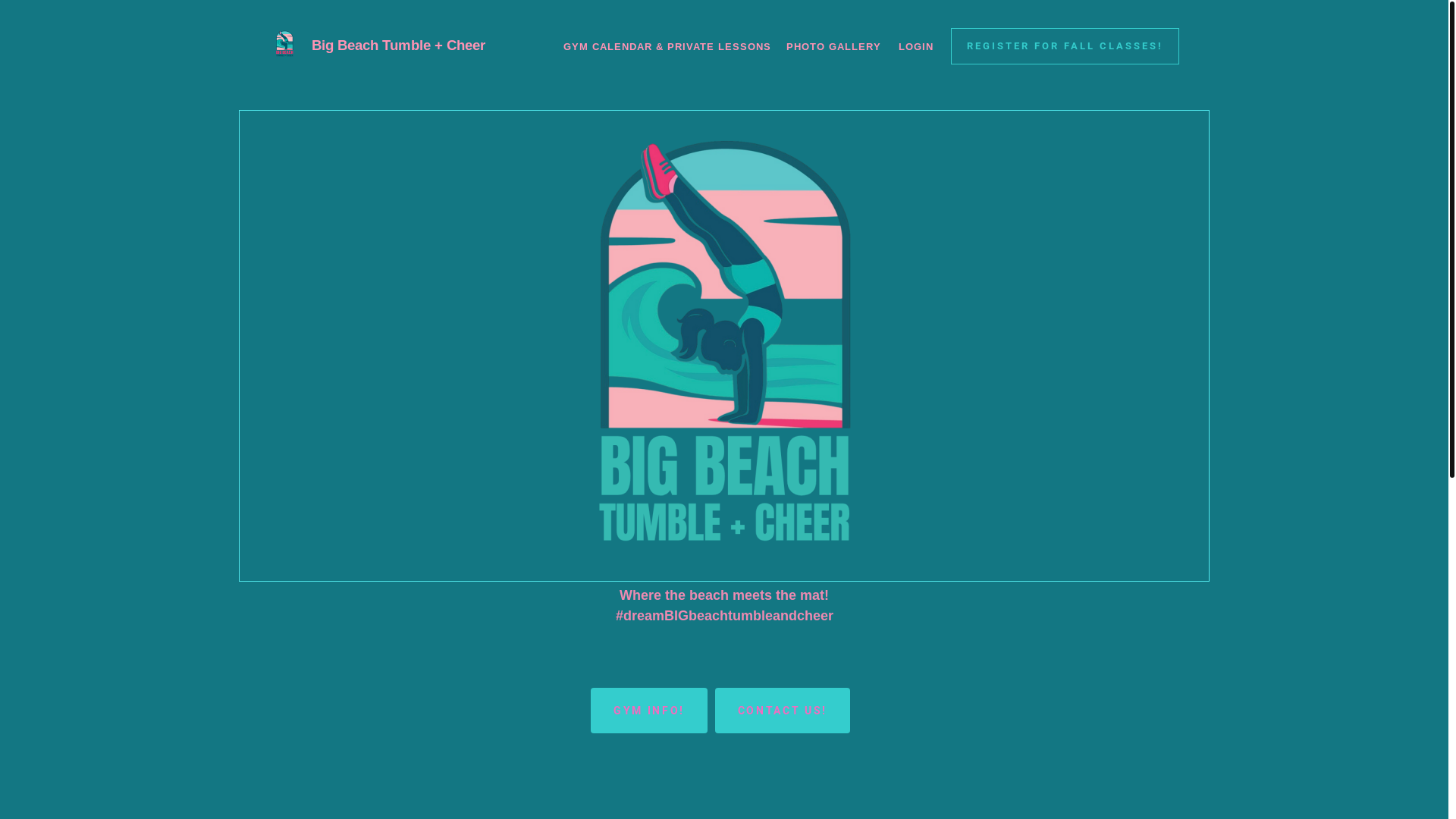 website screenshot of https://bigbeachtumbleandcheer.com/
