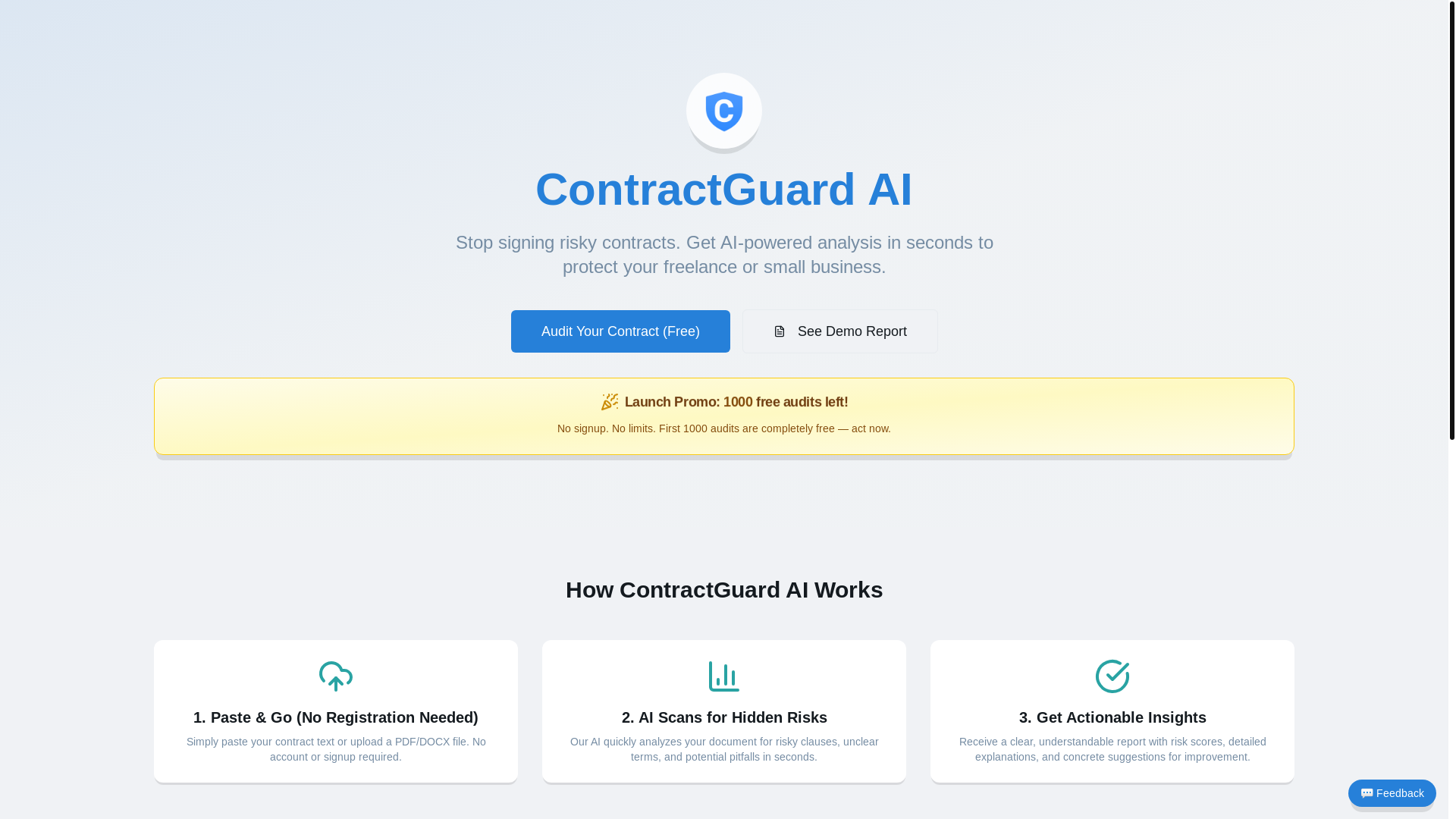 website screenshot of https://contractg.app/