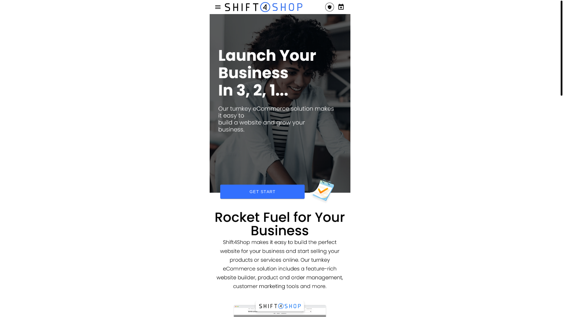 website screenshot of https://shift4shop-product.com/
