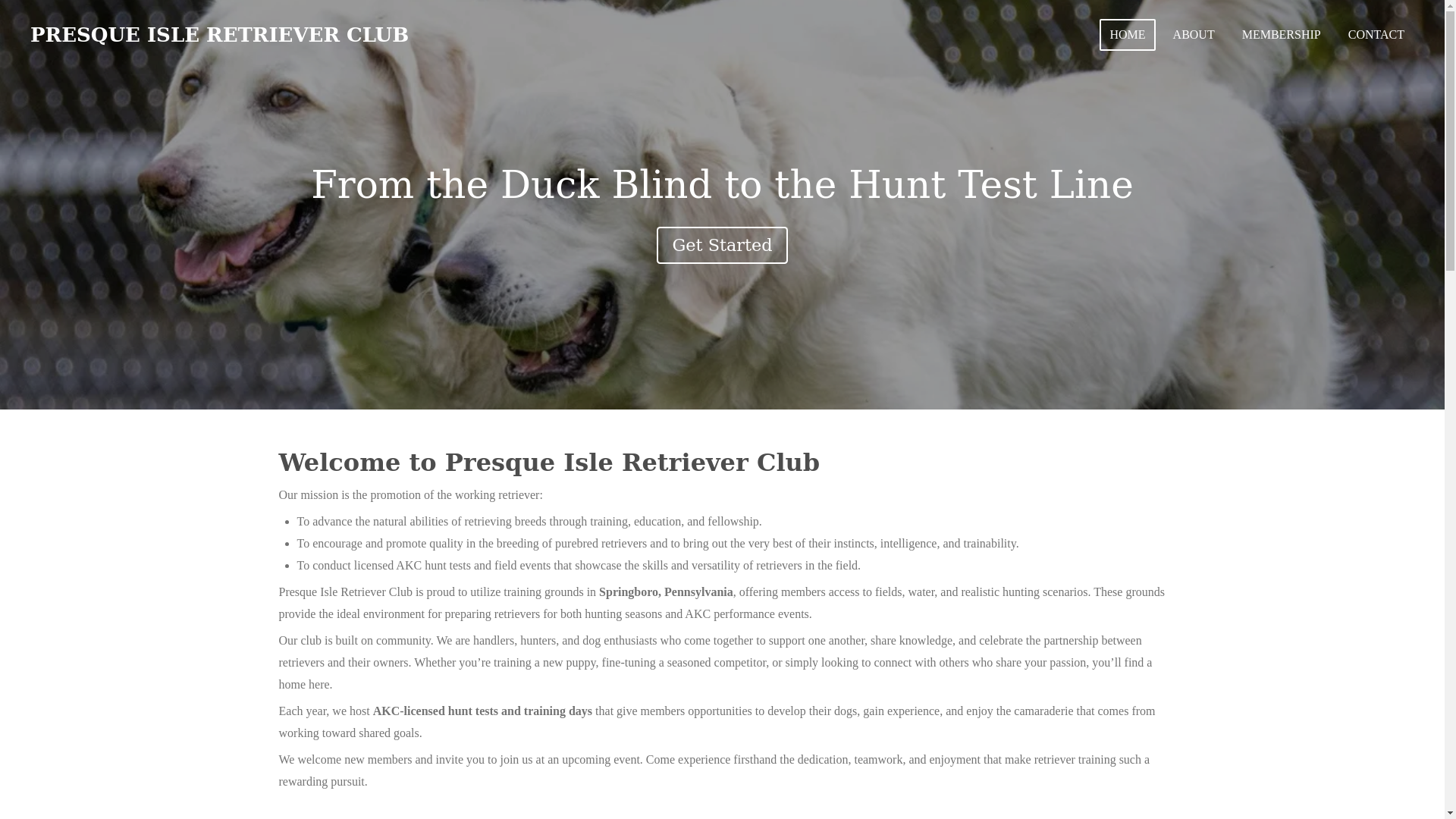 website screenshot of https://presqueisleretrieverclub.com/