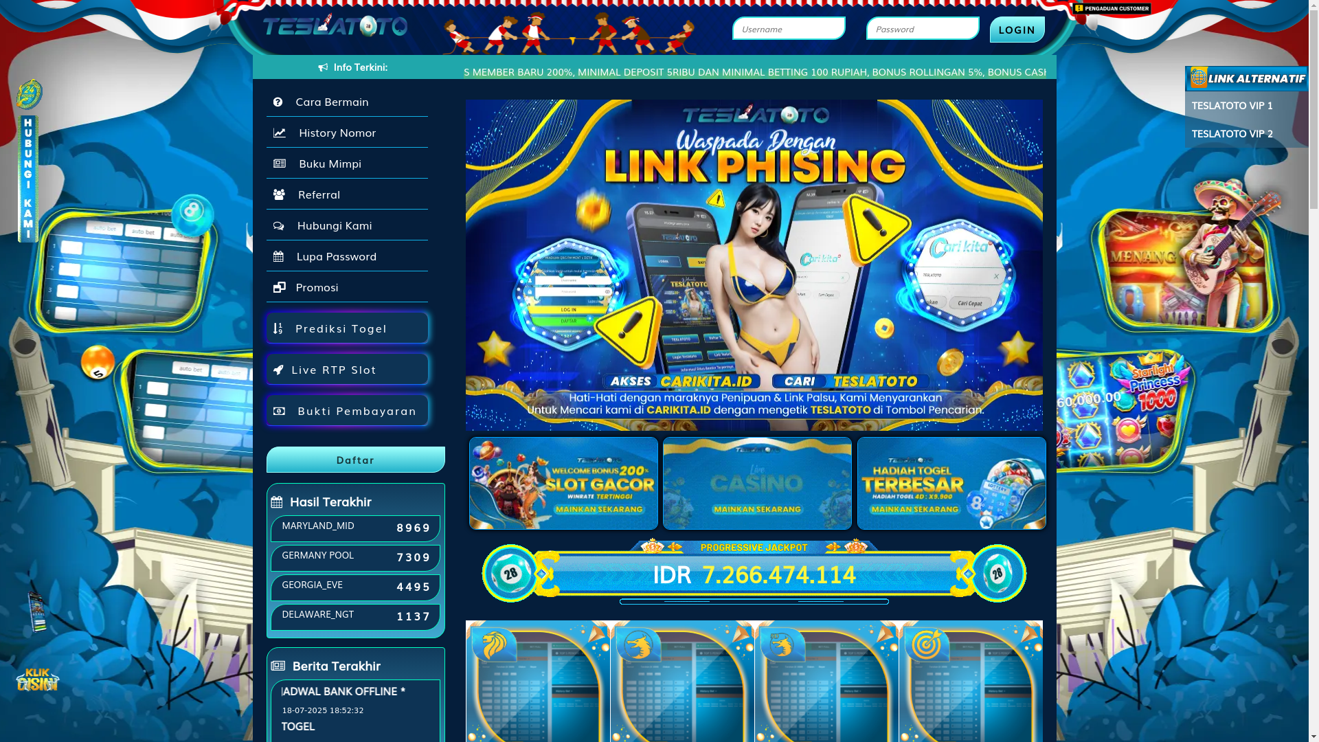 website screenshot of https://teslatoto550.com/