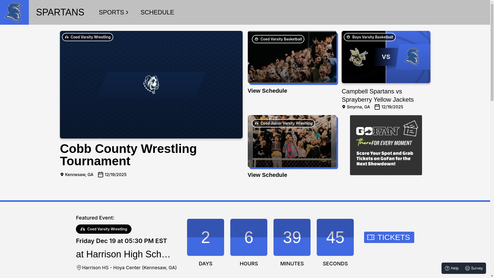 website screenshot of https://chsspartansathletics.com/