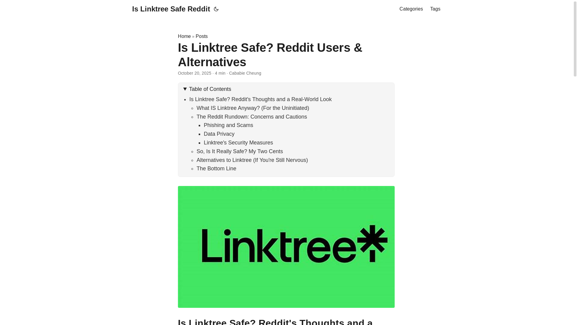 website screenshot of https://is-linktree-safe-reddit.pages.dev/