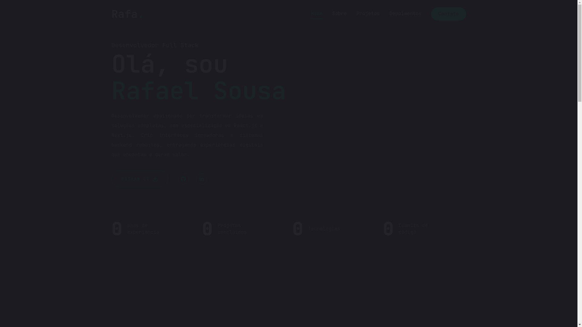 website screenshot of https://devrafa.com.br/