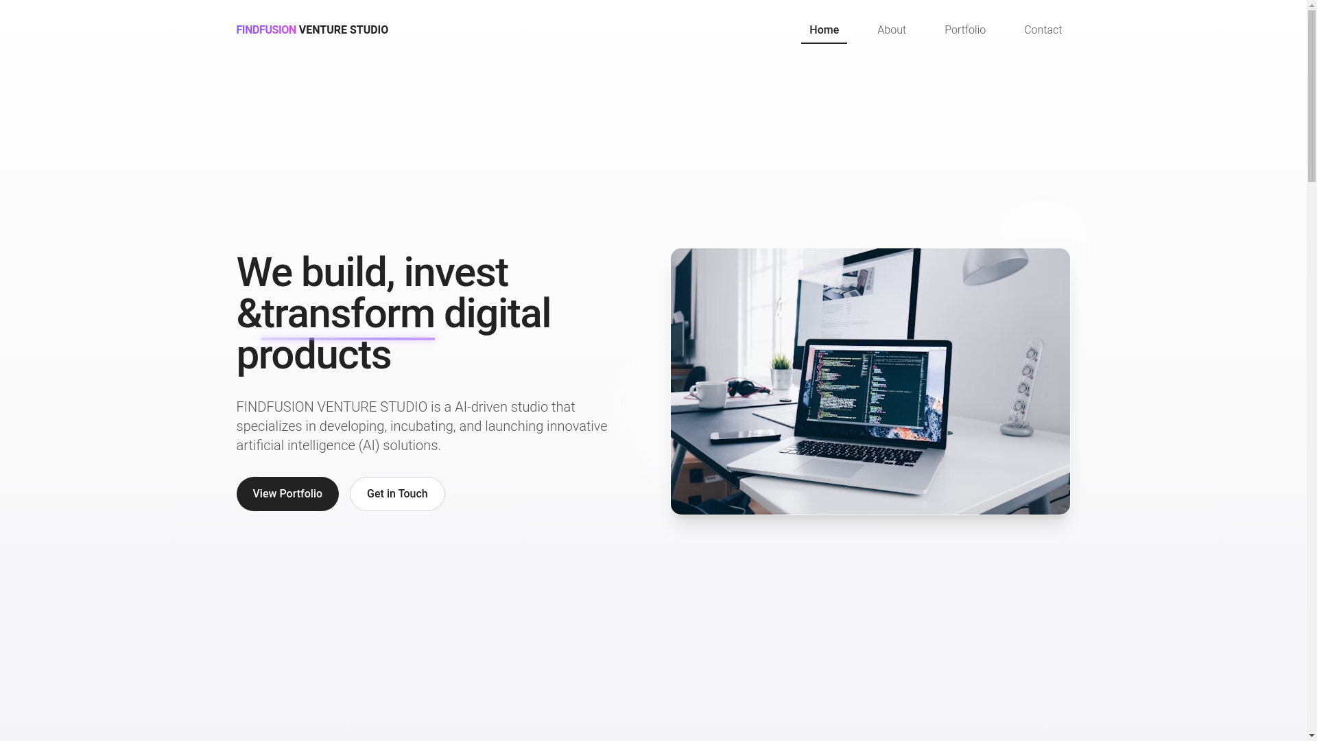 website screenshot of https://findfusionventurestudio.com/