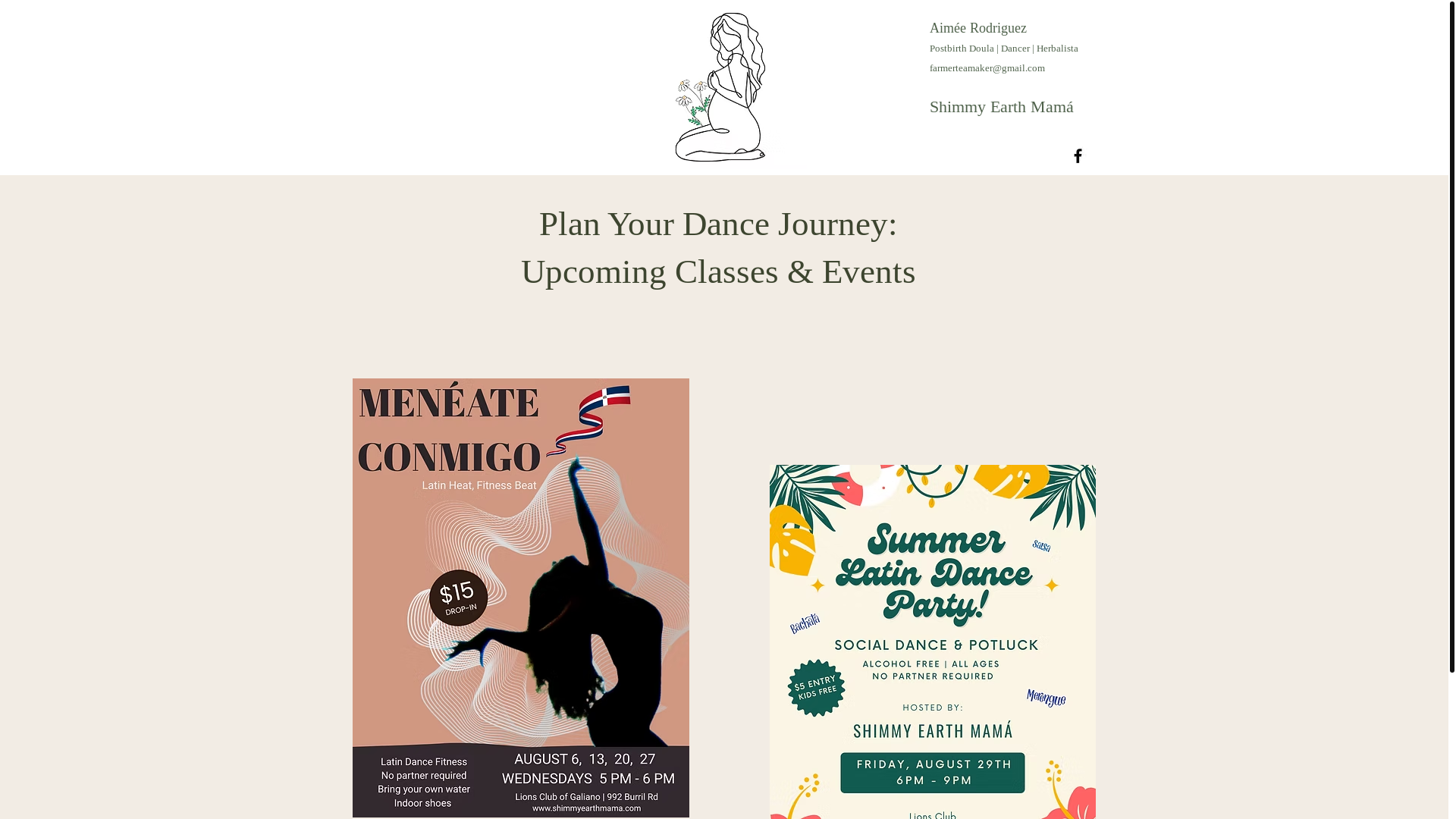 website screenshot of https://shimmyearthmama.com/