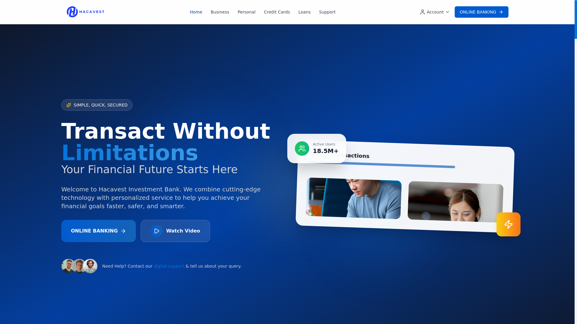 website screenshot of https://hacavestinvestmentbnk.org/