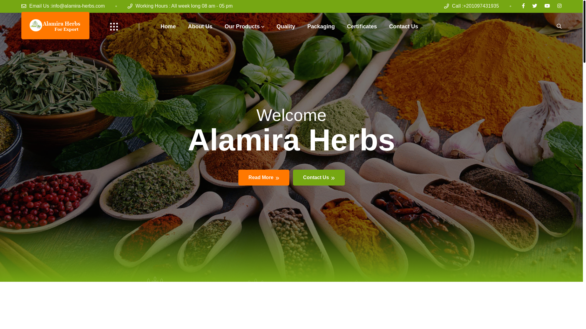 website screenshot of https://alamiira-herbs.com/