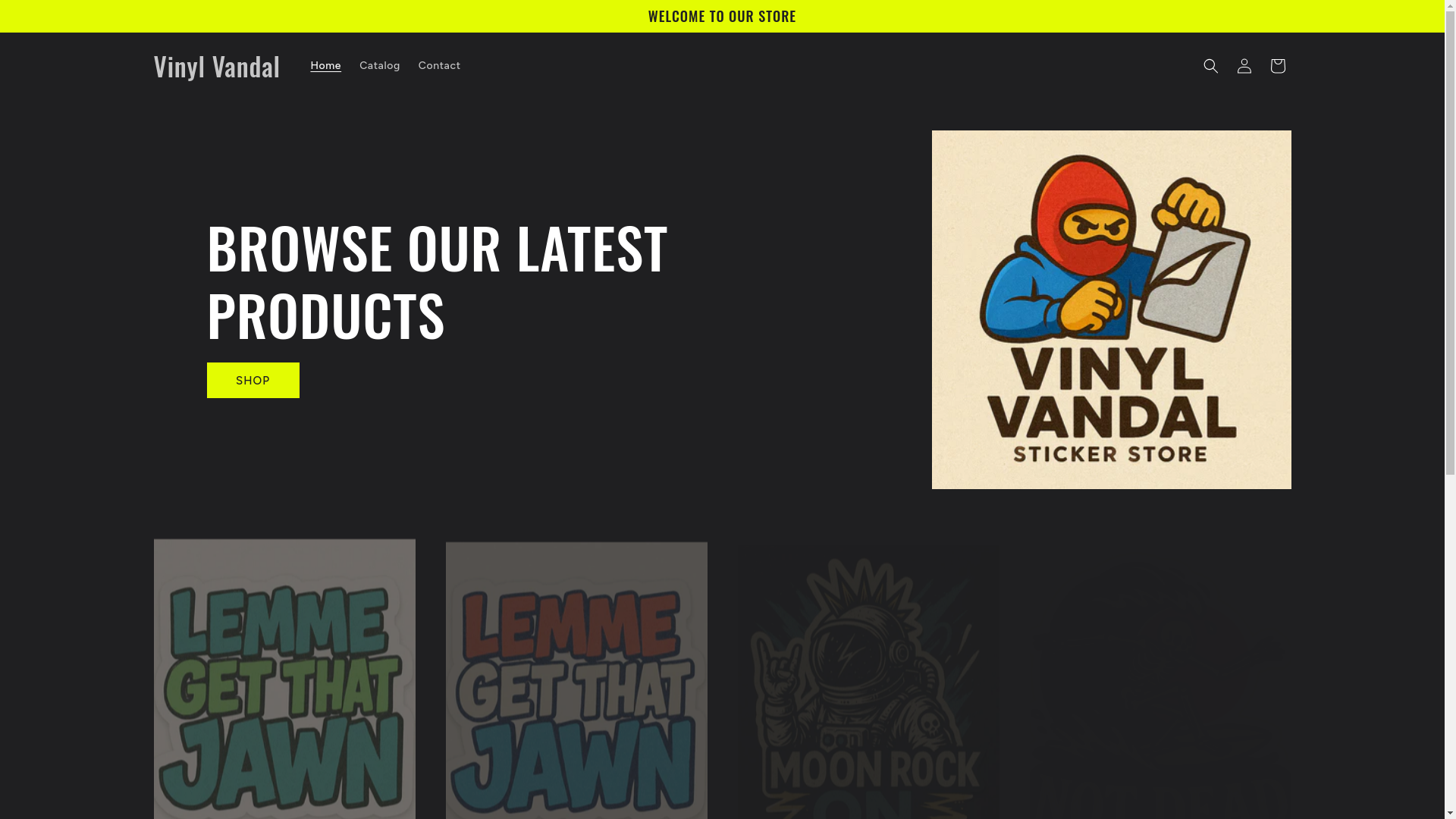 website screenshot of https://vinylvandalstickers.com/