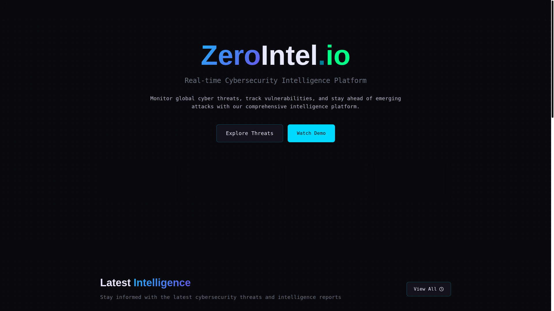 website screenshot of https://zerointel.io/