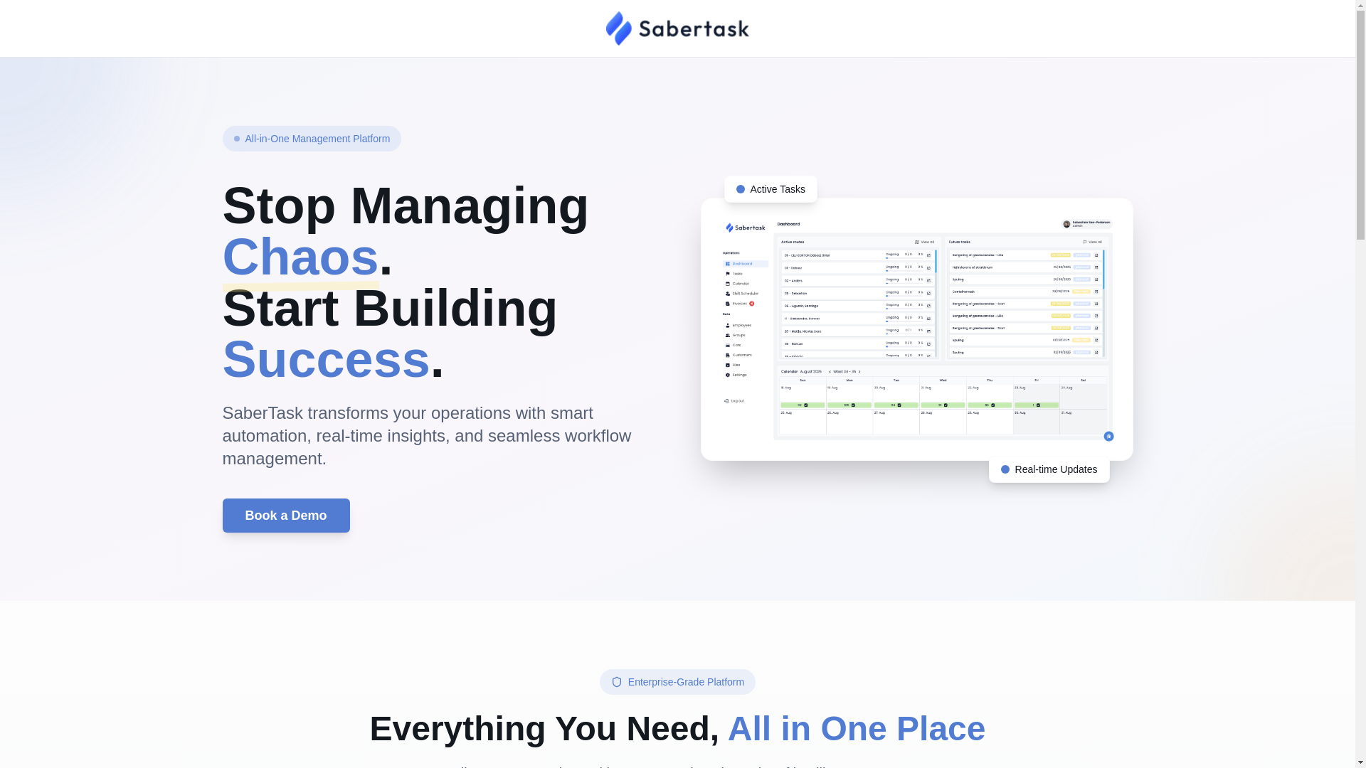 website screenshot of https://sabertask.com/