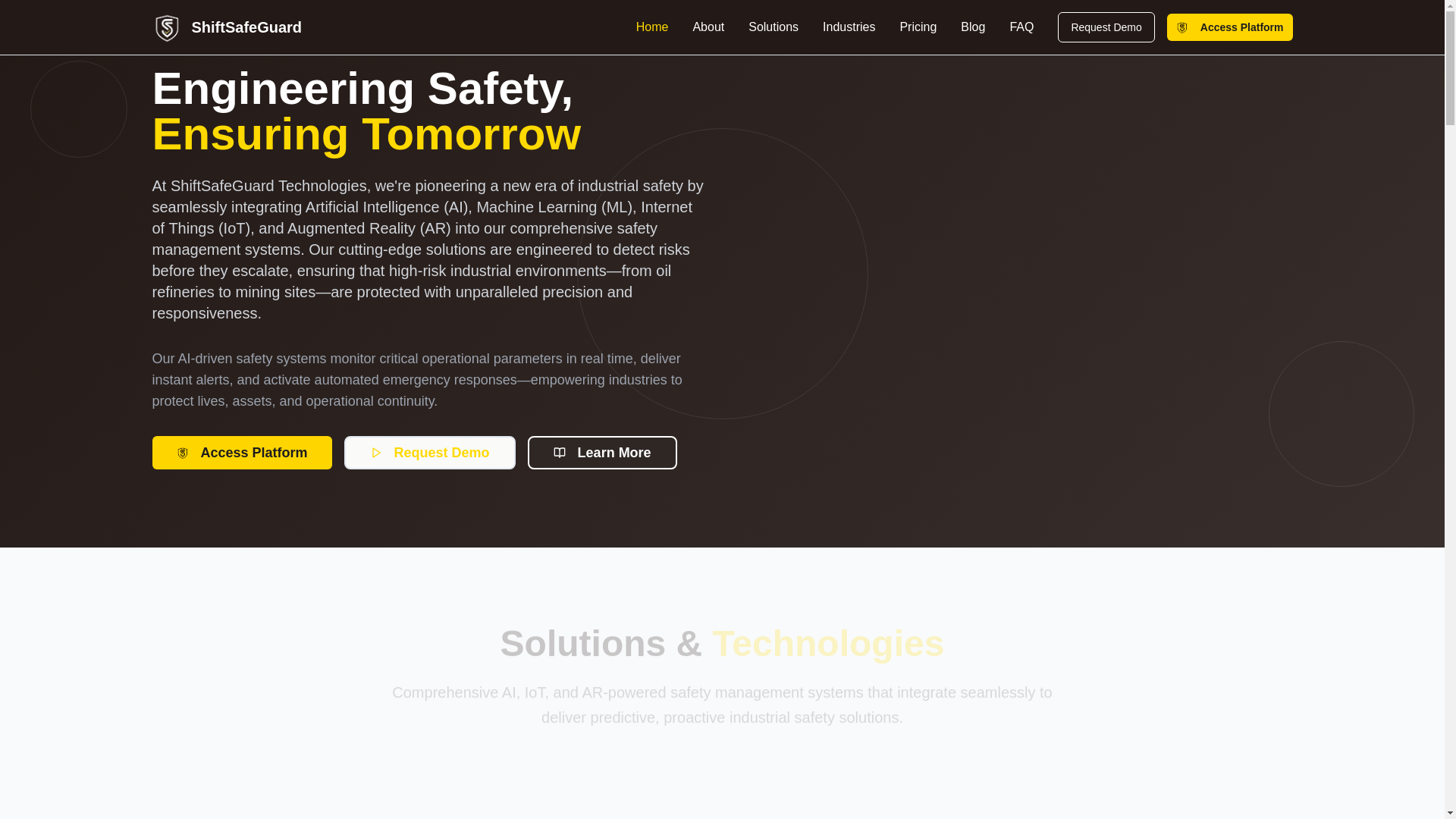 website screenshot of https://shiftsafeguard.com/