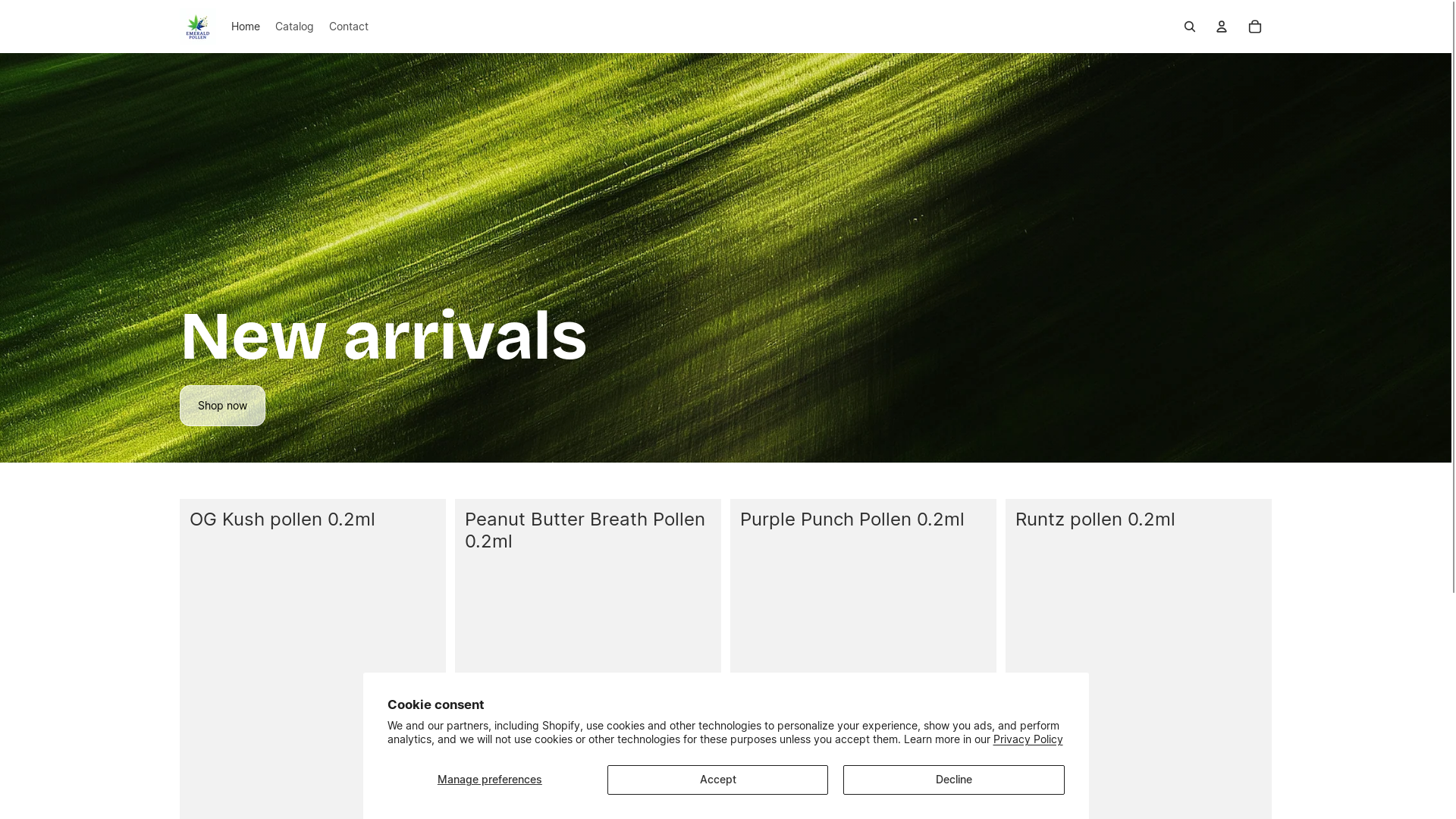 website screenshot of https://emeraldpollencom.com/