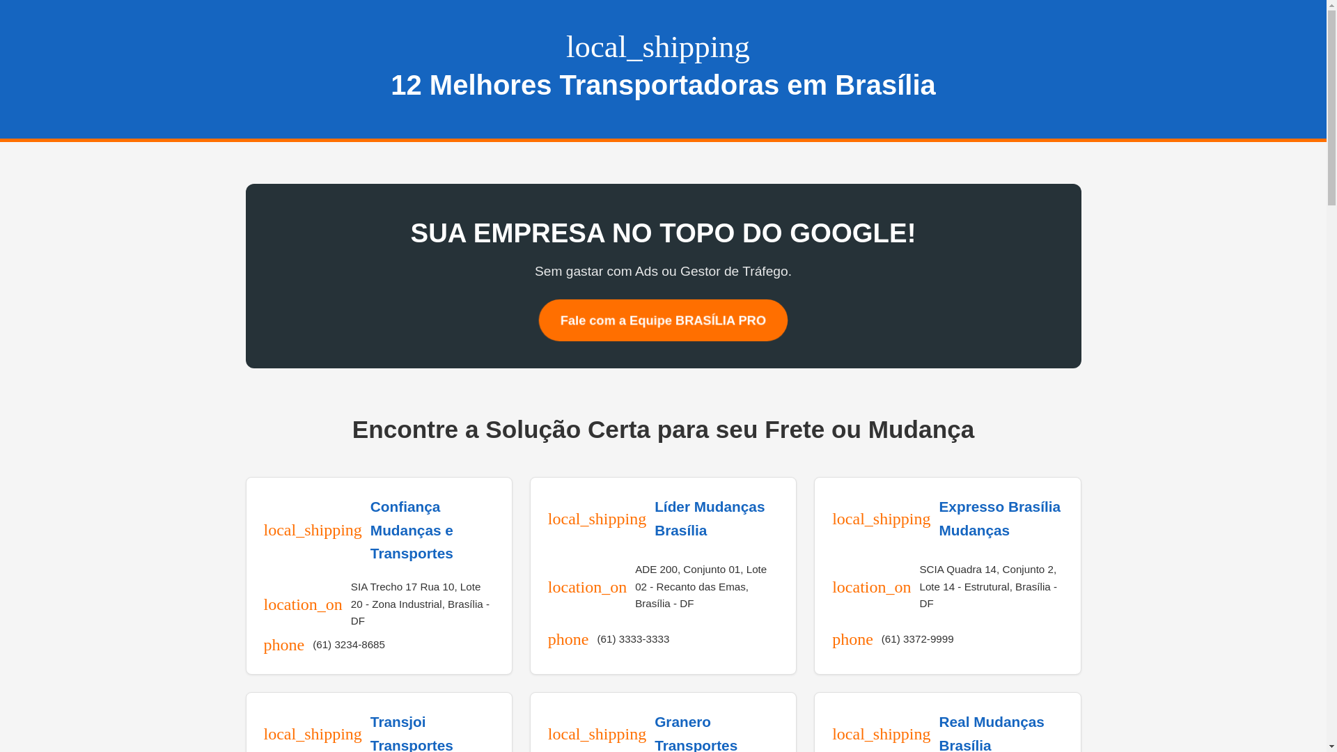 website screenshot of https://transportadoras-em-brasilia.pages.dev/