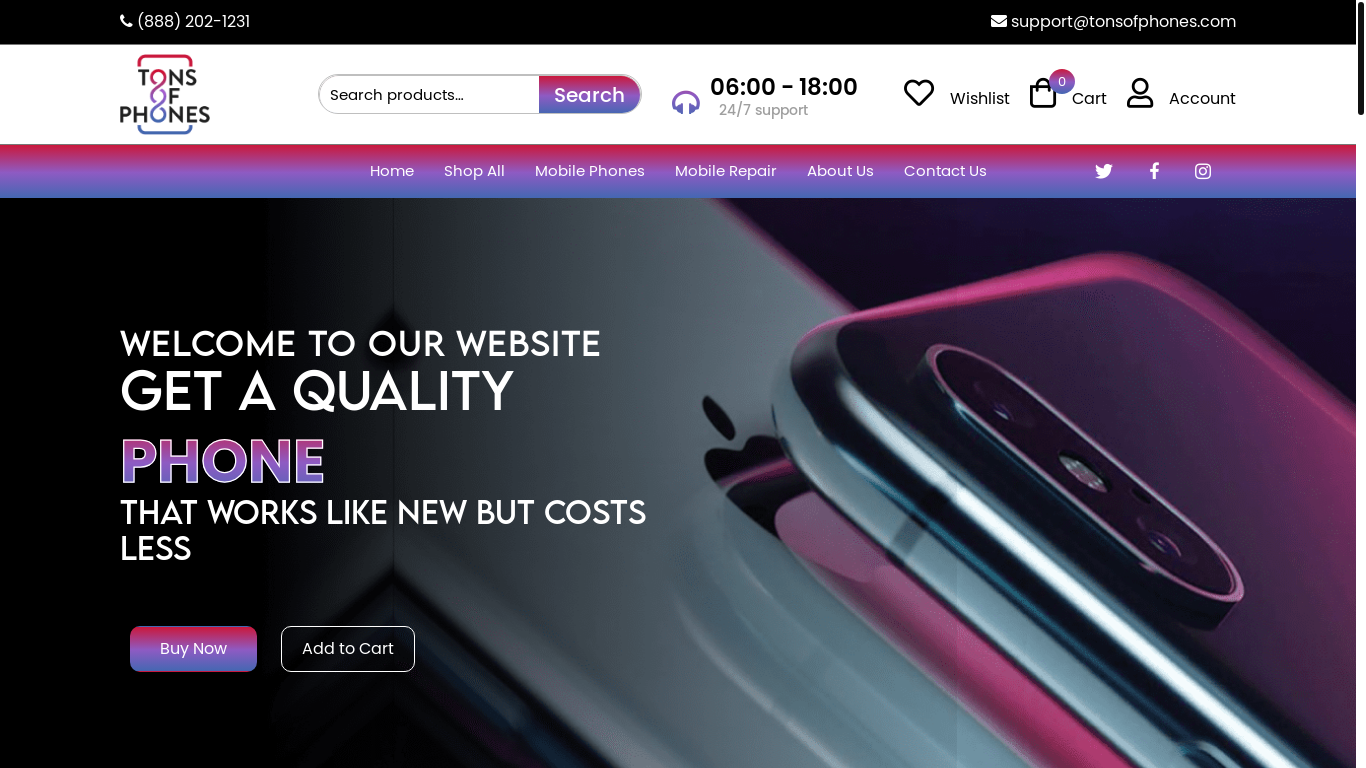 website screenshot of https://tonsofphones.com/