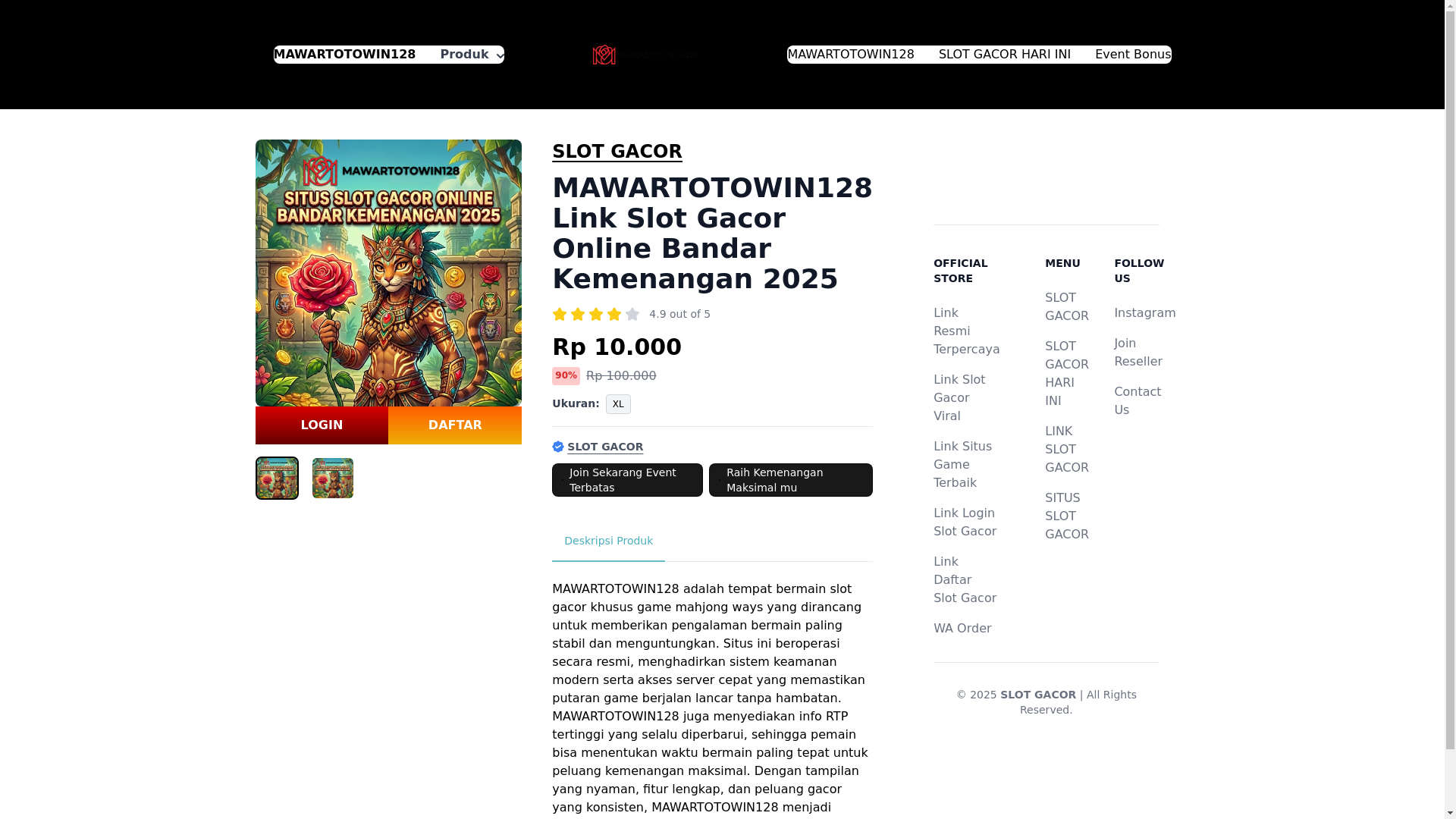 website screenshot of https://mawartotowin128.online/