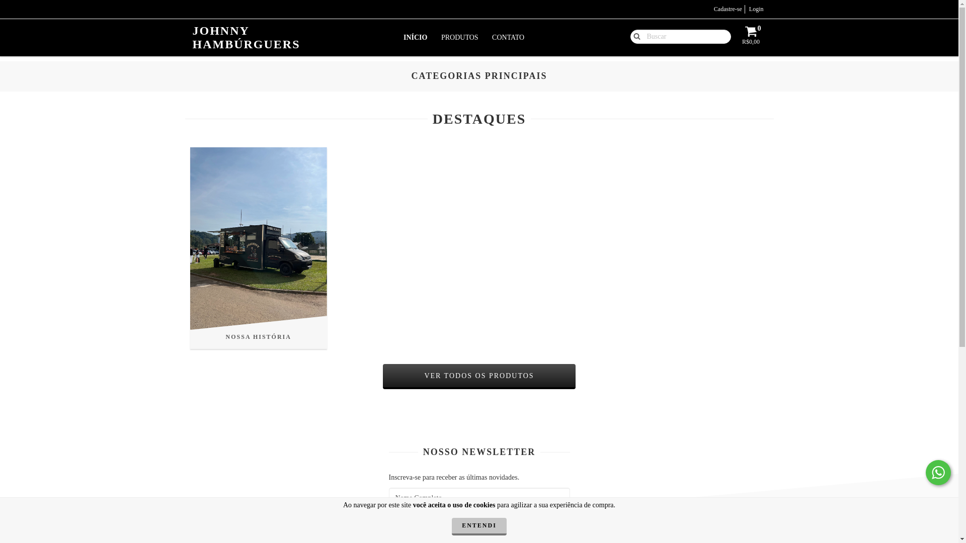 website screenshot of https://johnnyhamburguers.com.br/