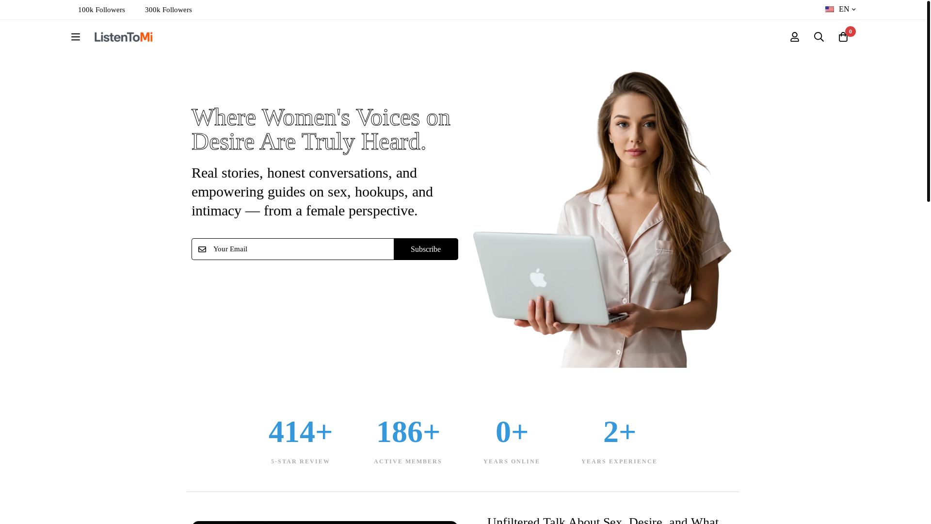 website screenshot of https://listentomi.com/