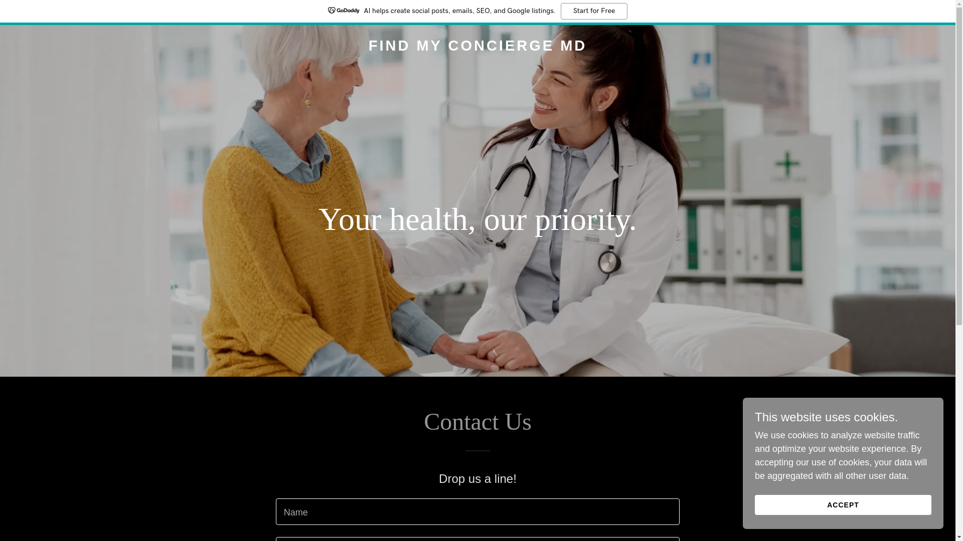 website screenshot of https://findmyconciergemd.com/
