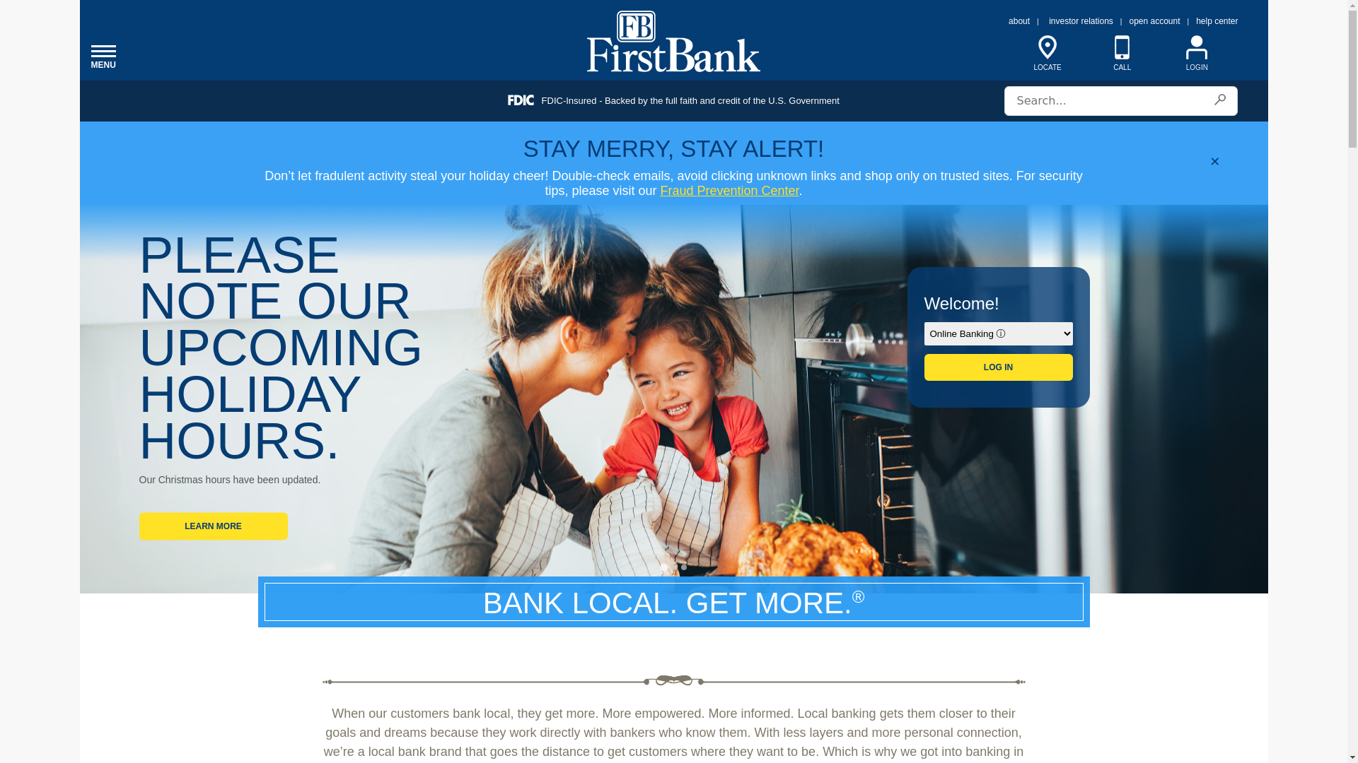 website screenshot of https://firstbankonline.com/